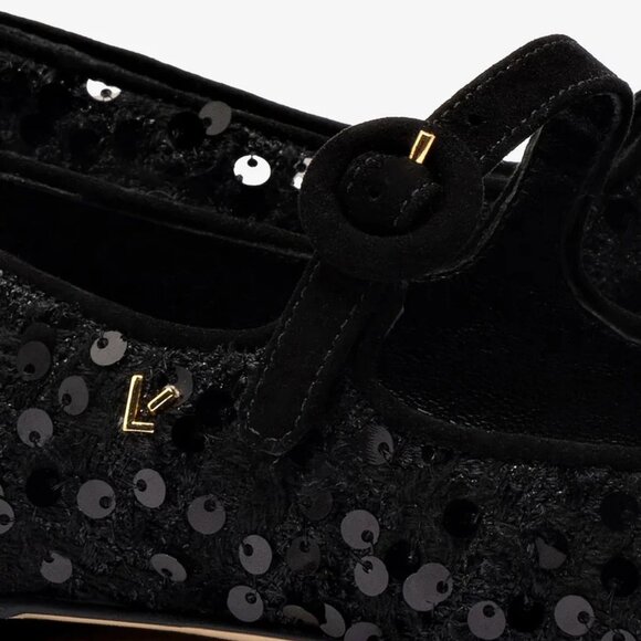 NEW LARROUDE Made In Brazil Handmade Sequin Blair Ballet Flat in black 825 10j5 - Picture 6 of 8